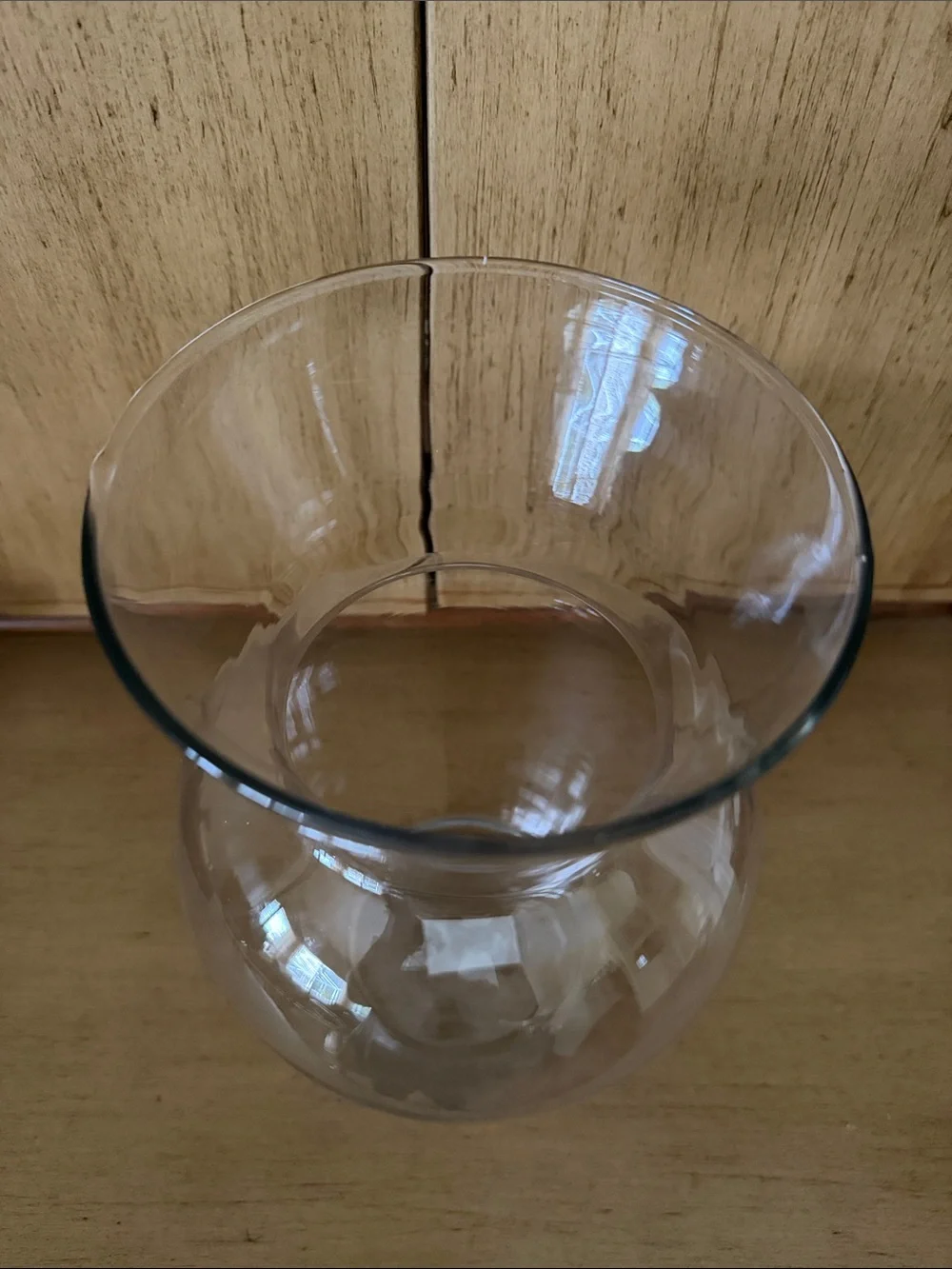 Clear Glass Spring Garden Vase Features a Wide Bulbous Middle & Flared Open Top